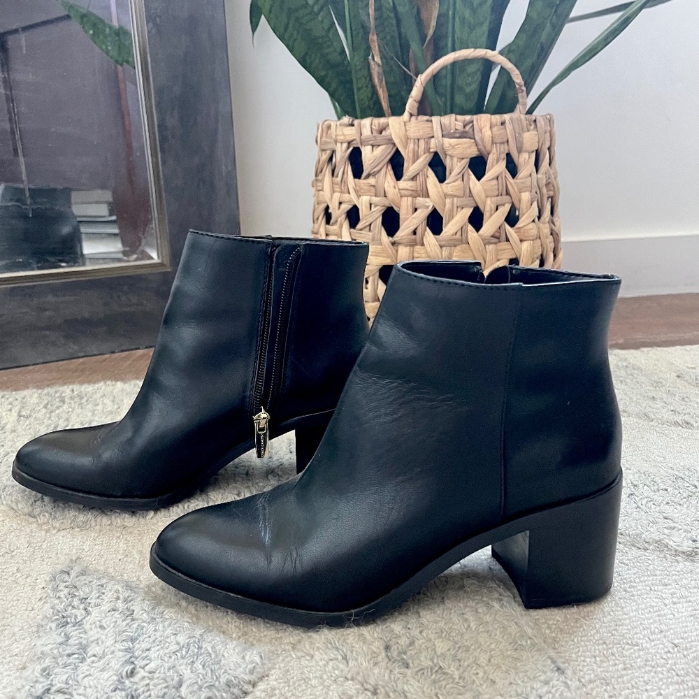 Vince Camuto Black Leather Zip Boot